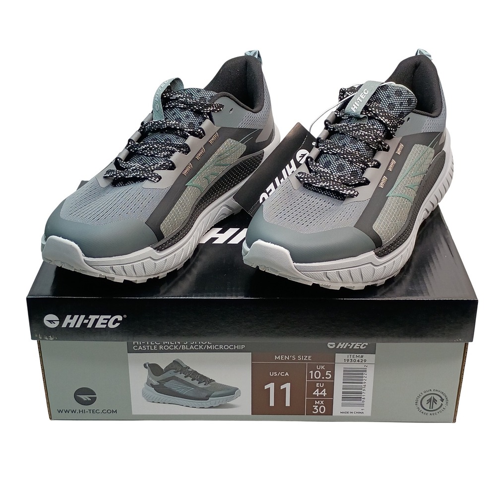 Hi-Tec Castle Rock Black Microchip Shoe Men Size 11 Gray Mesh Athletic Sneaker